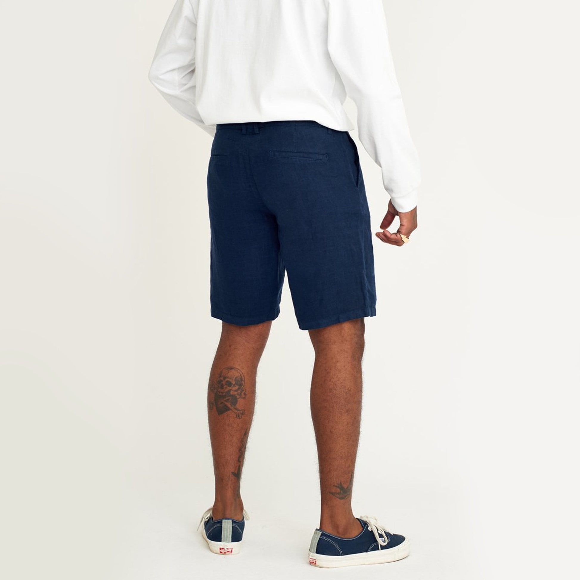 Wax Linen Shorts - Navy