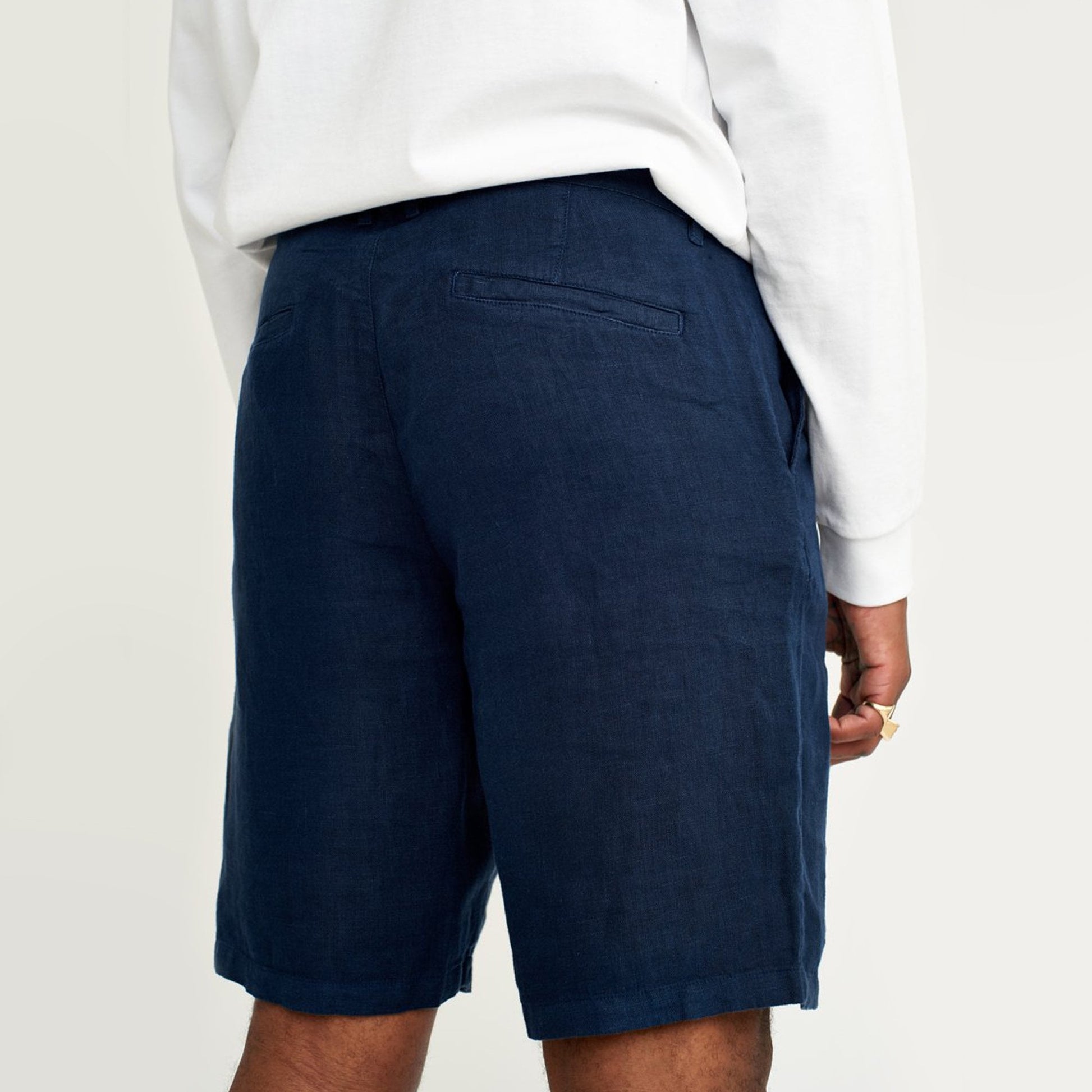 Wax Linen Shorts - Navy