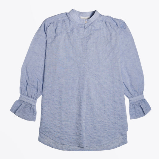 - Darie - Cotton High-Neck Top - Blue