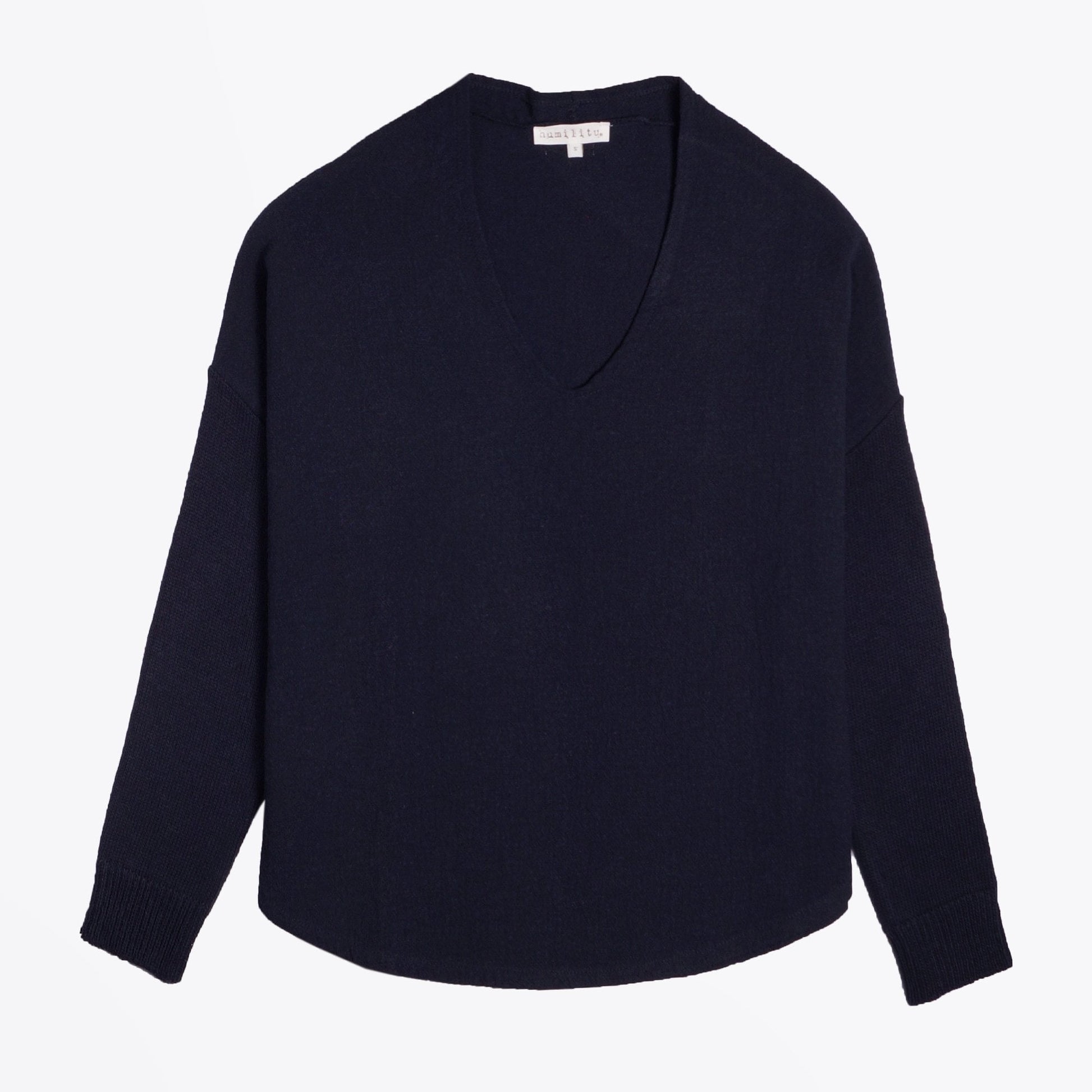 Humility Jiao - Knitted Sleeve Pullover - Navy