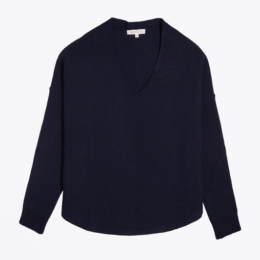 Jiao - Knitted Sleeve Pullover - Navy