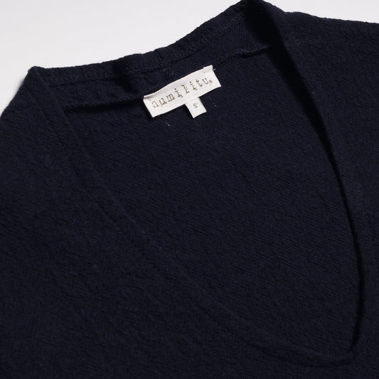 Jiao - Knitted Sleeve Pullover - Navy