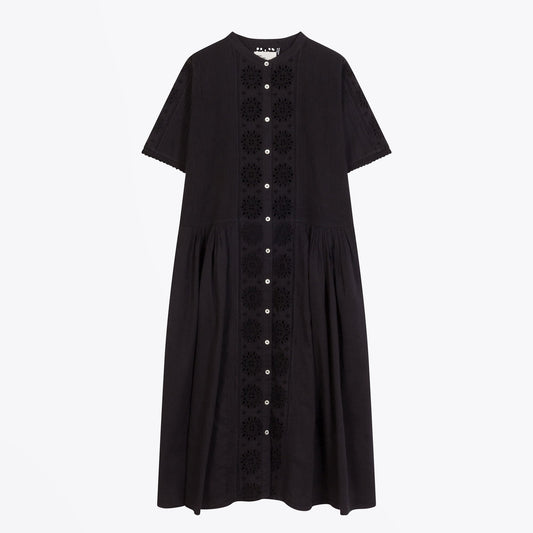 - Retour Broderie Cotton Lace Dress - Black