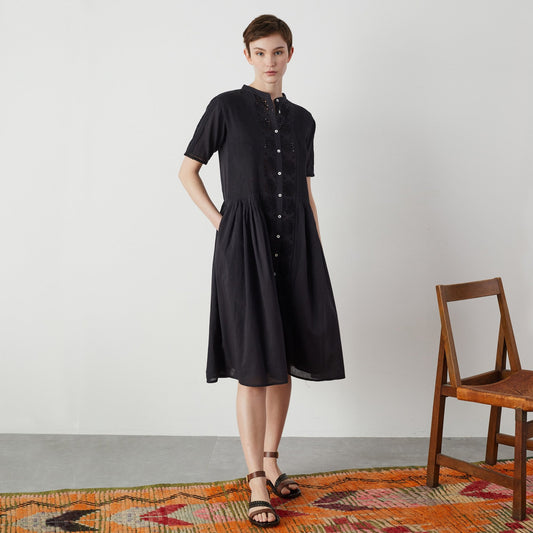 - Retour Broderie Cotton Lace Dress - Black
