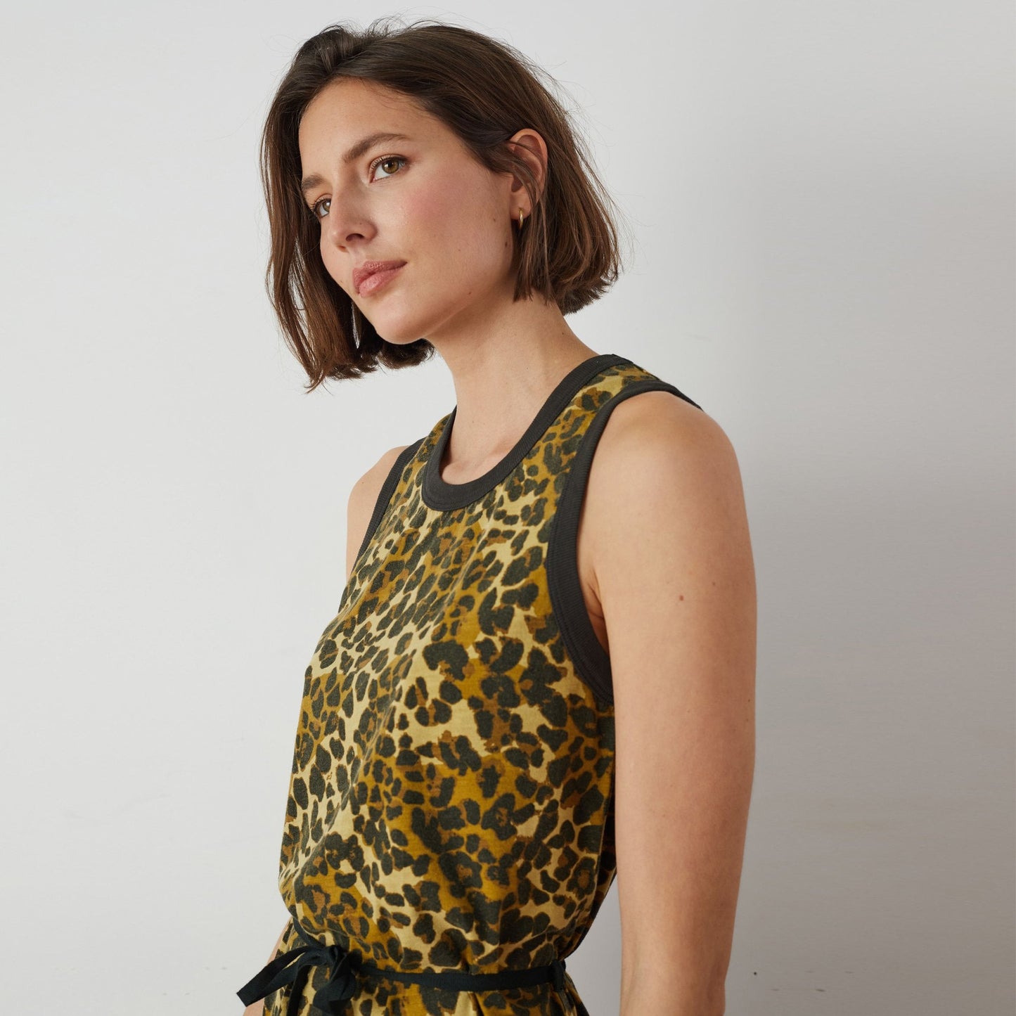 - Regissou Felin - Leopard Print Midi Dress - Yellow/Black