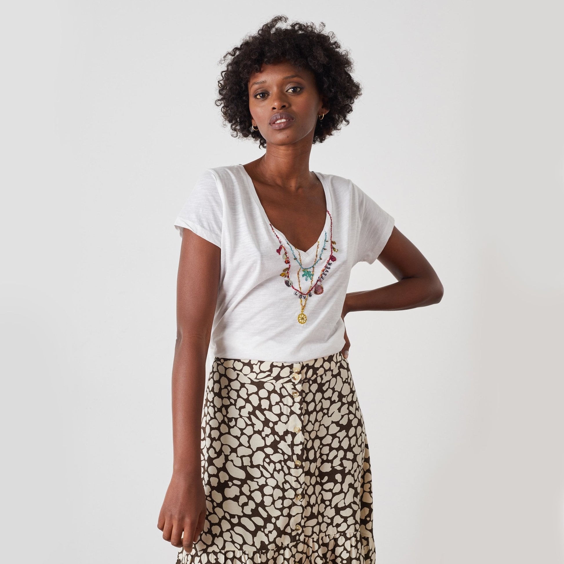 Leon Tonton Printed Palm T-Shirt - White