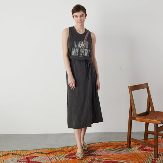 - Regisse Fire - Lightening Flash Print Dress - Charcoal