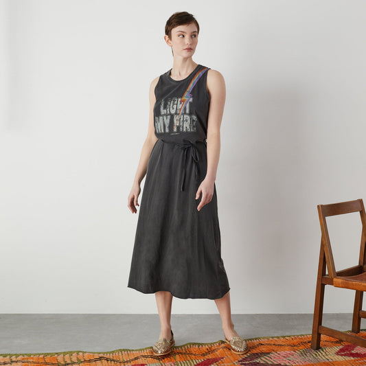 - Regisse Fire - Lightening Flash Print Dress - Charcoal