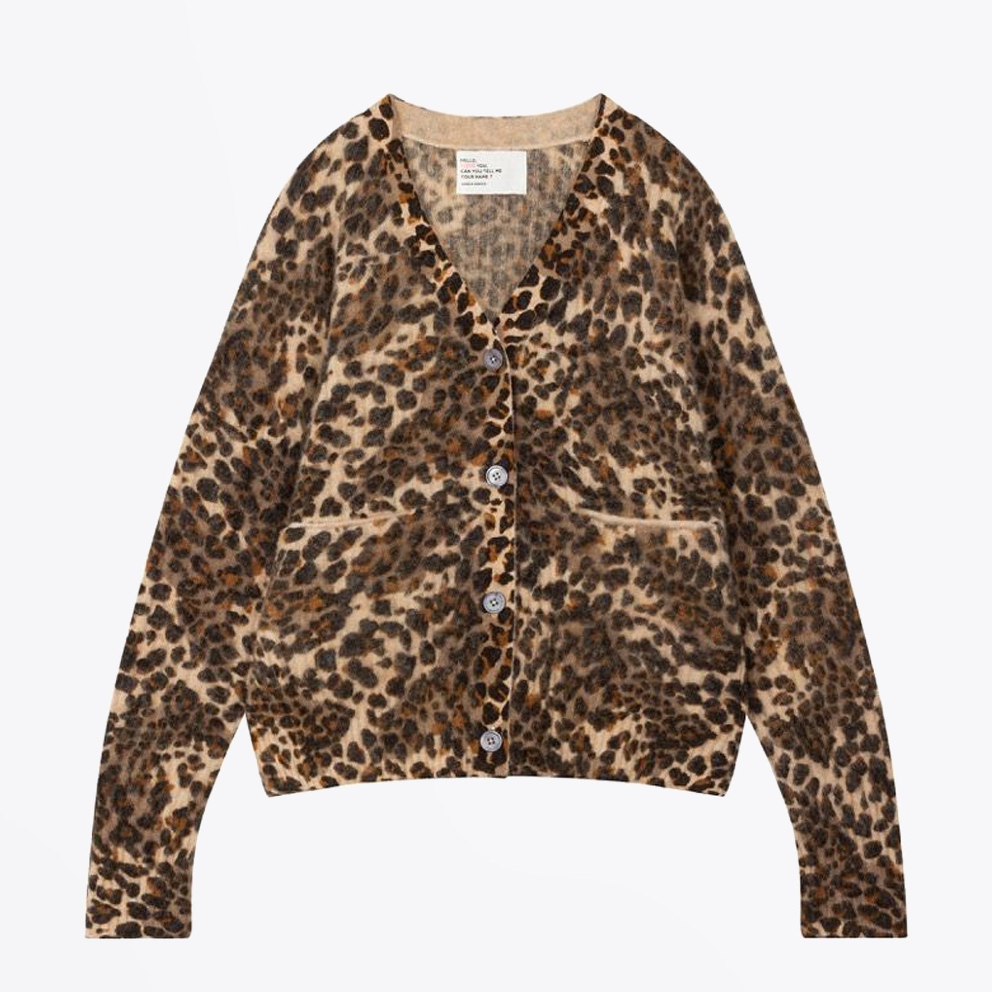 Leon Lam Felin - Leopard Print Knitted Cardigan - Beige