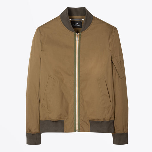 - Cotton-Blend Bomber Jacket - Green