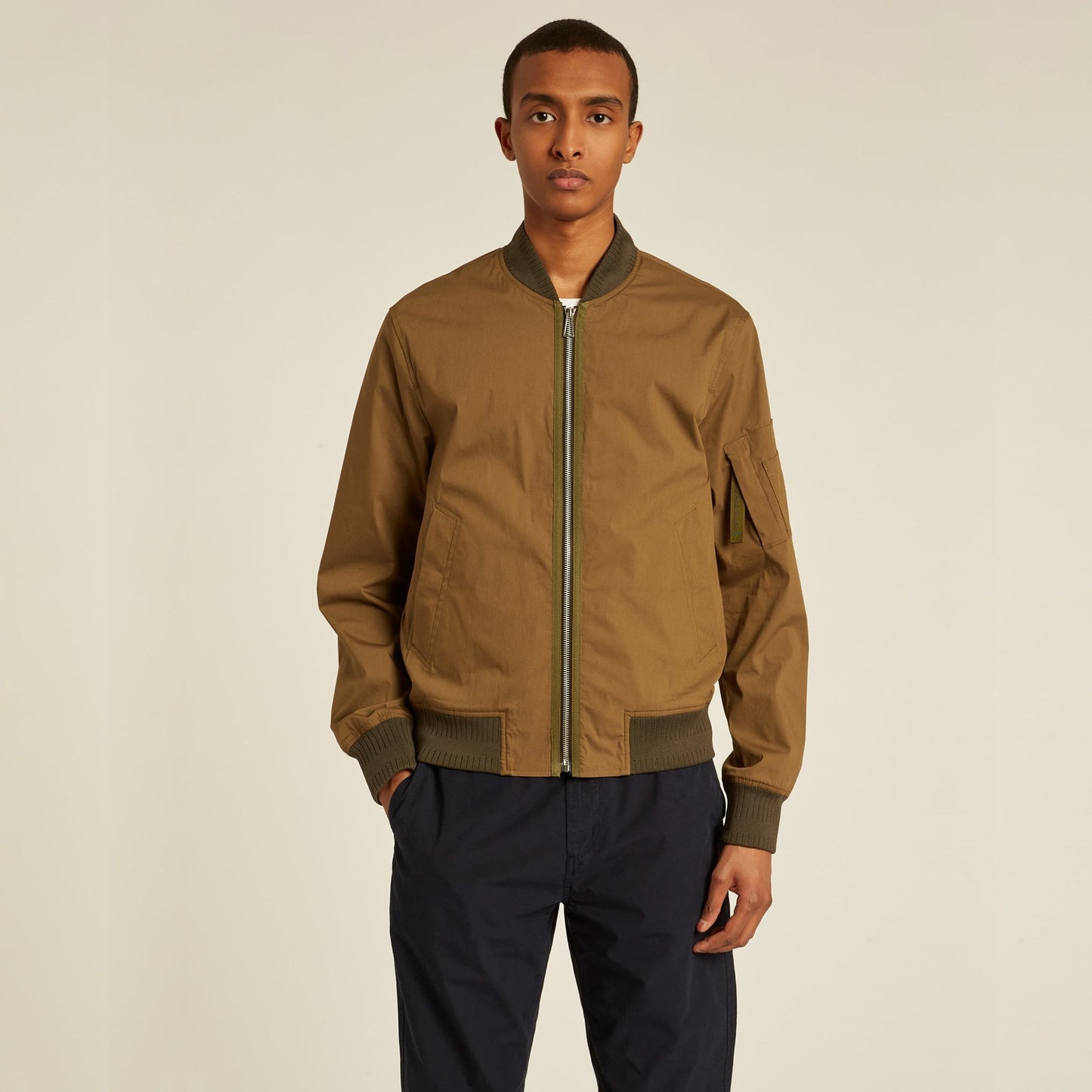 - Cotton-Blend Bomber Jacket - Green