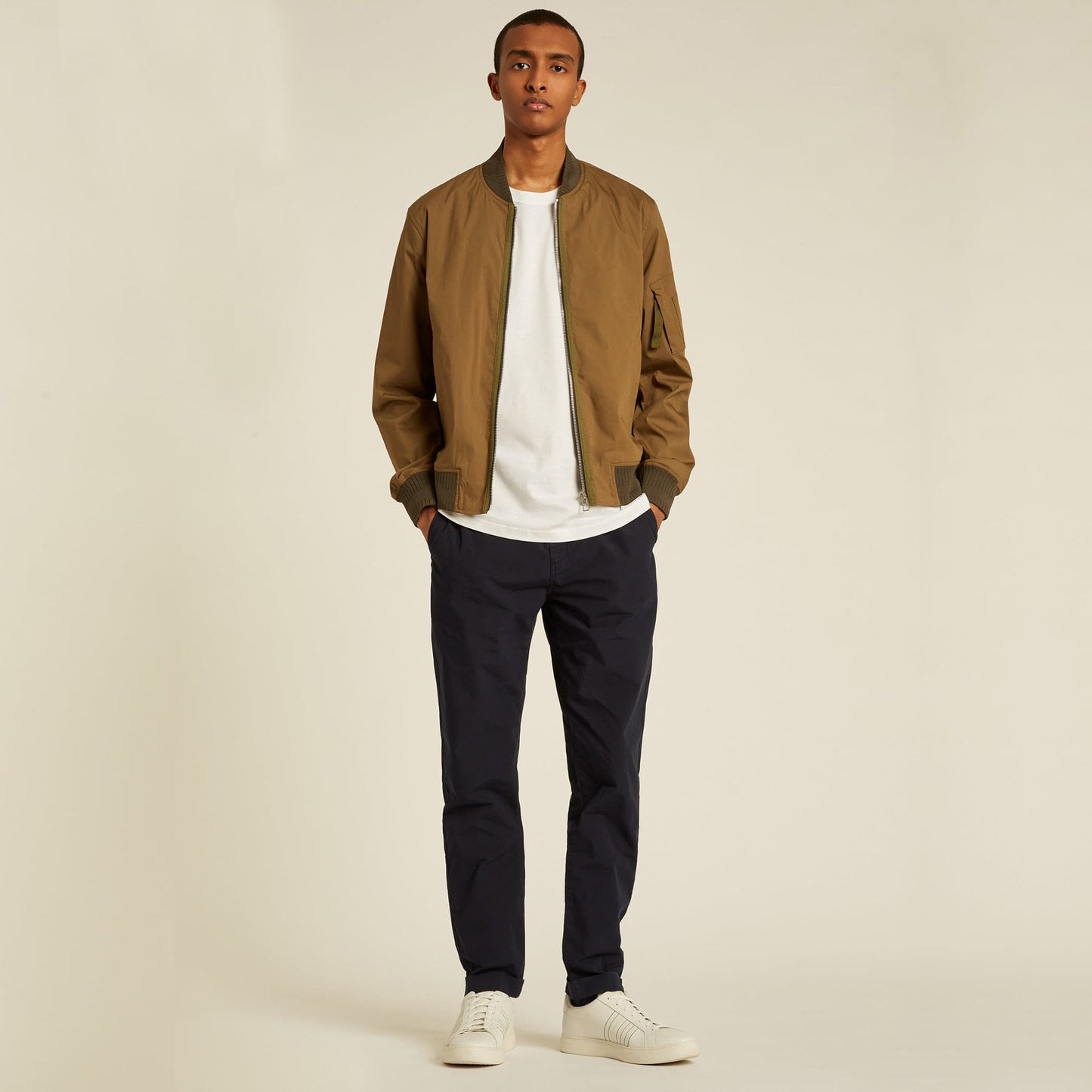 - Cotton-Blend Bomber Jacket - Green