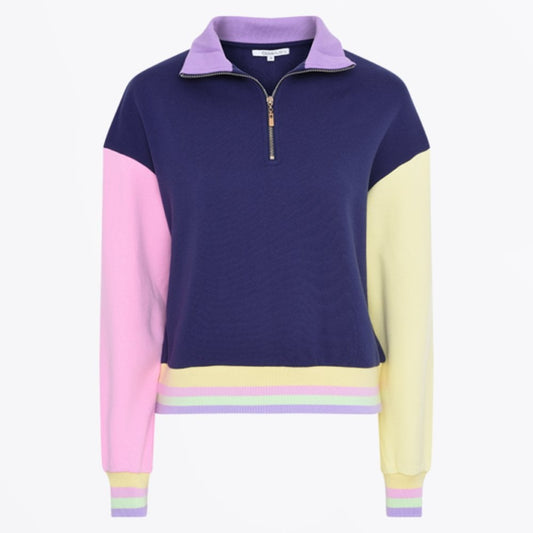 - Cleo Half Zip Sweater - Navy Colourblock