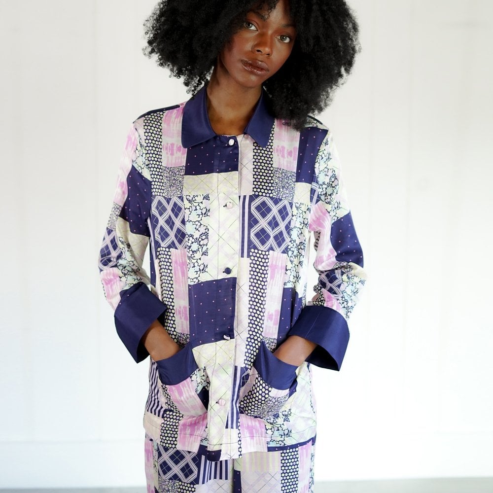 - Molly Silk Cotton Shirt - Dark Patchwork