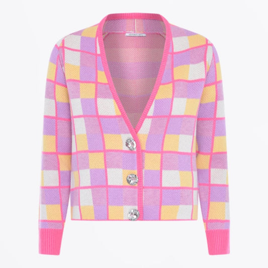 - Tally Battenberg Cardigan - Pink