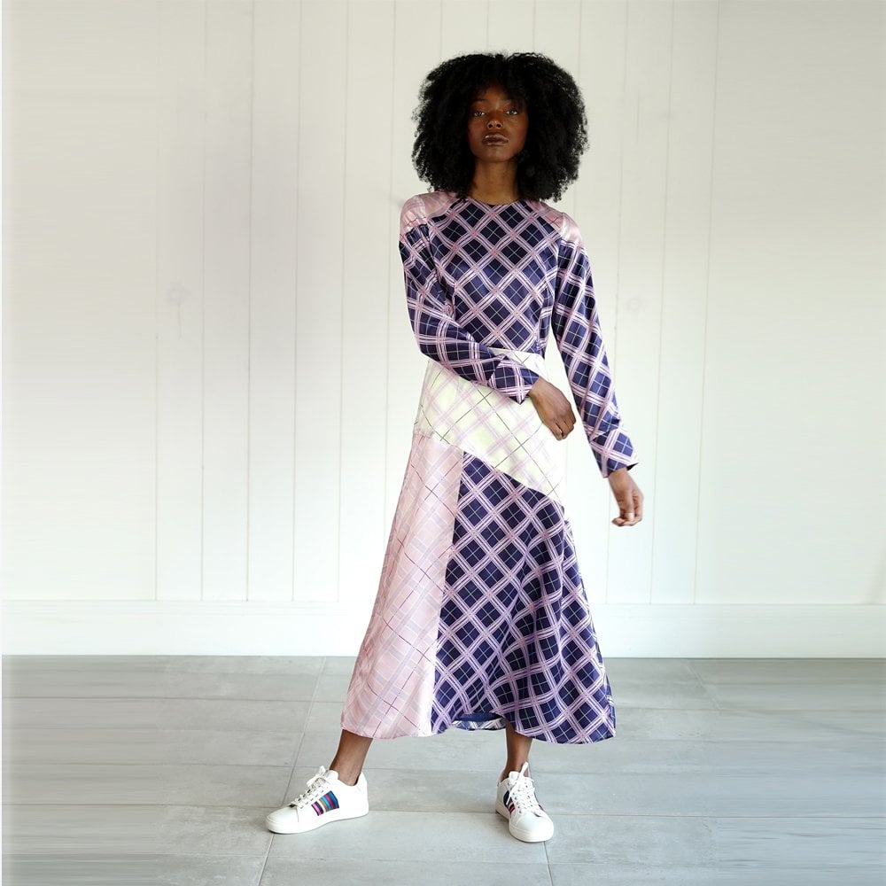 - Vivian Silk Dress - Check