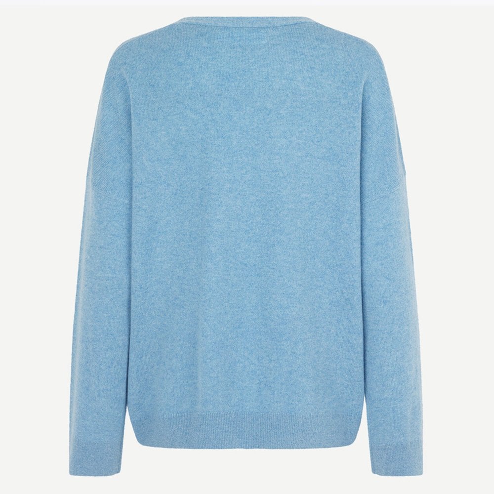 Samsoe Nola V Neck Cashmere Knit - Dusty Blue