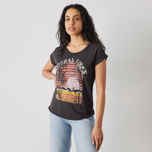 - Tova Vibes - Printed Motif T-Shirt - Black