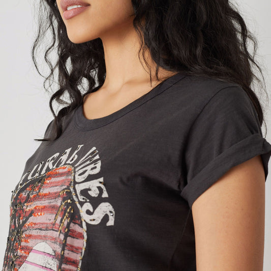 - Tova Vibes - Printed Motif T-Shirt - Black