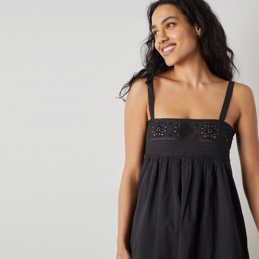 - Ramses Broderie Dress - Carbone