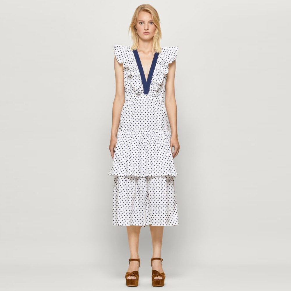 - Avaleen BP Polka Dot Dress - White