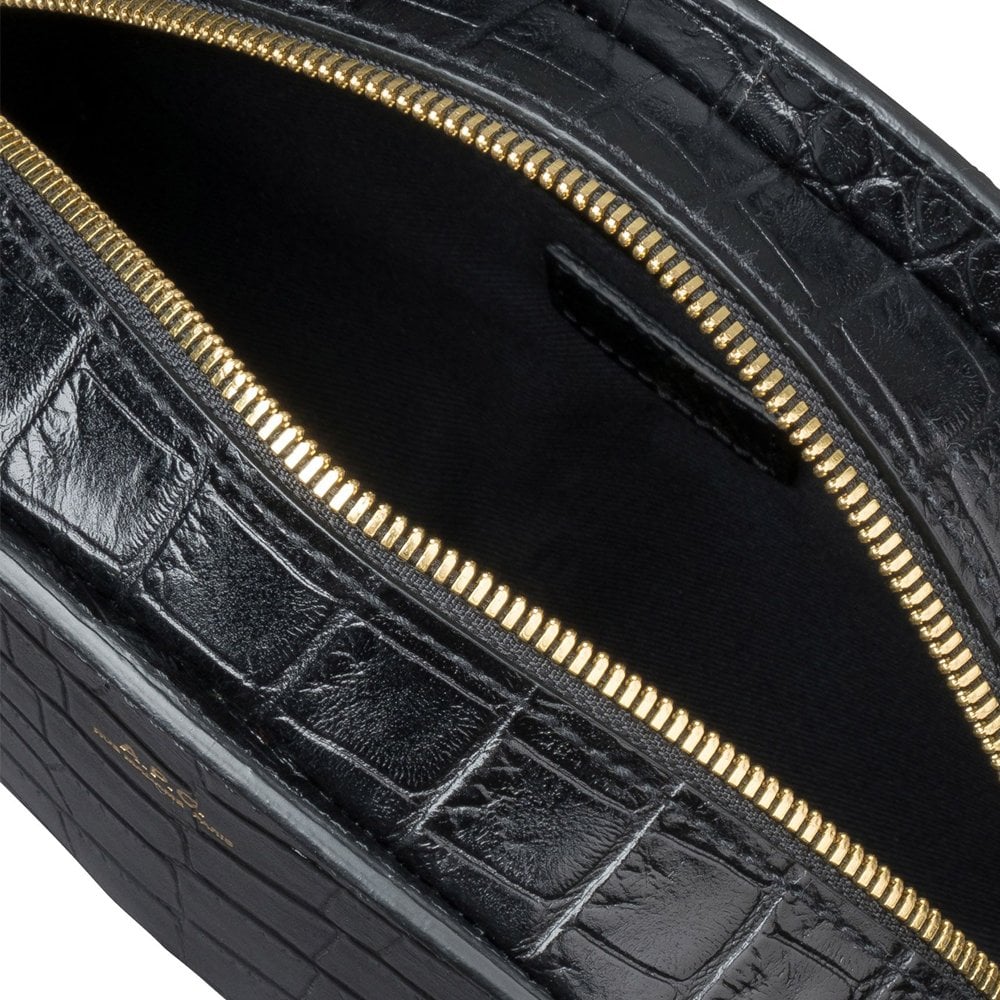 Half Moon Bag Crocodile Motif - Black
