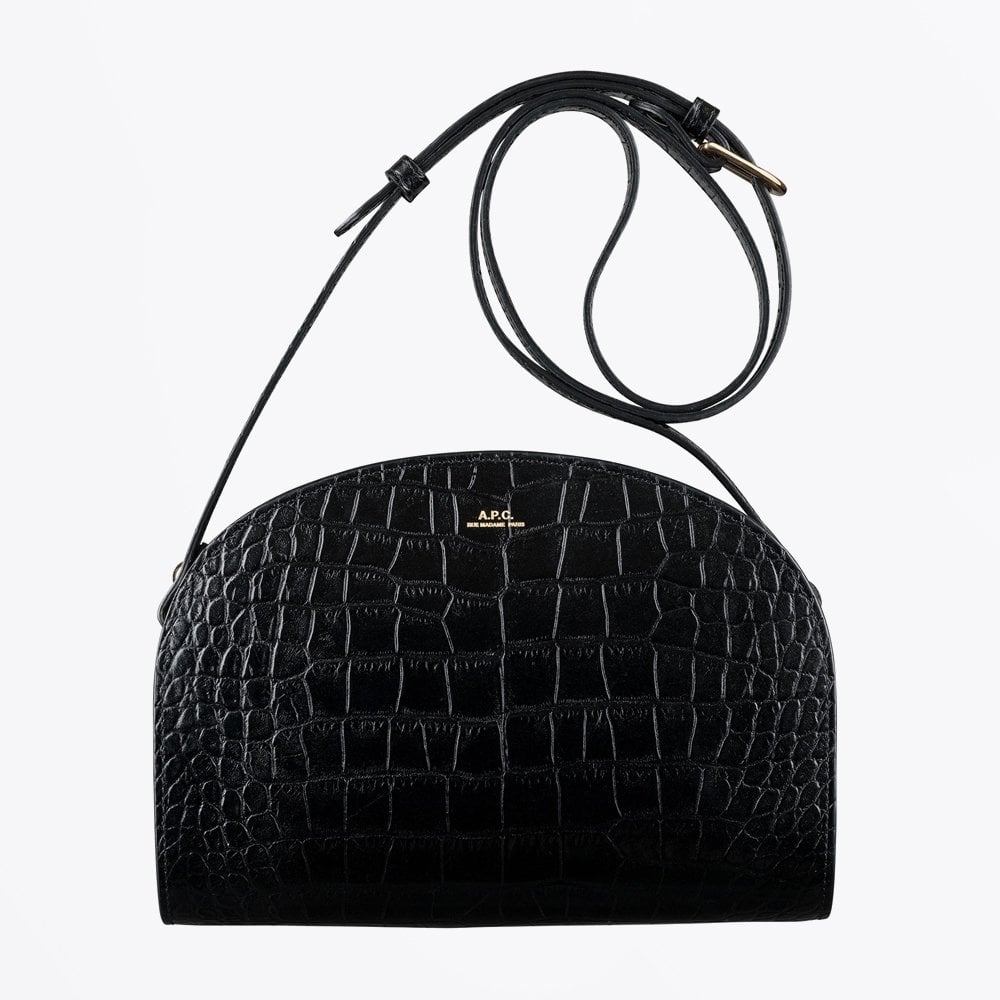 A.P.C. Half Moon Bag Crocodile Motif - Black