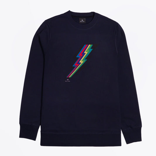 Lightning Bolt Motif Sweatshirt - Navy