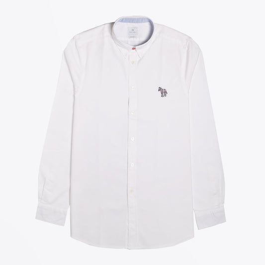 - Organic Cotton Embroidered Zebra Shirt - White