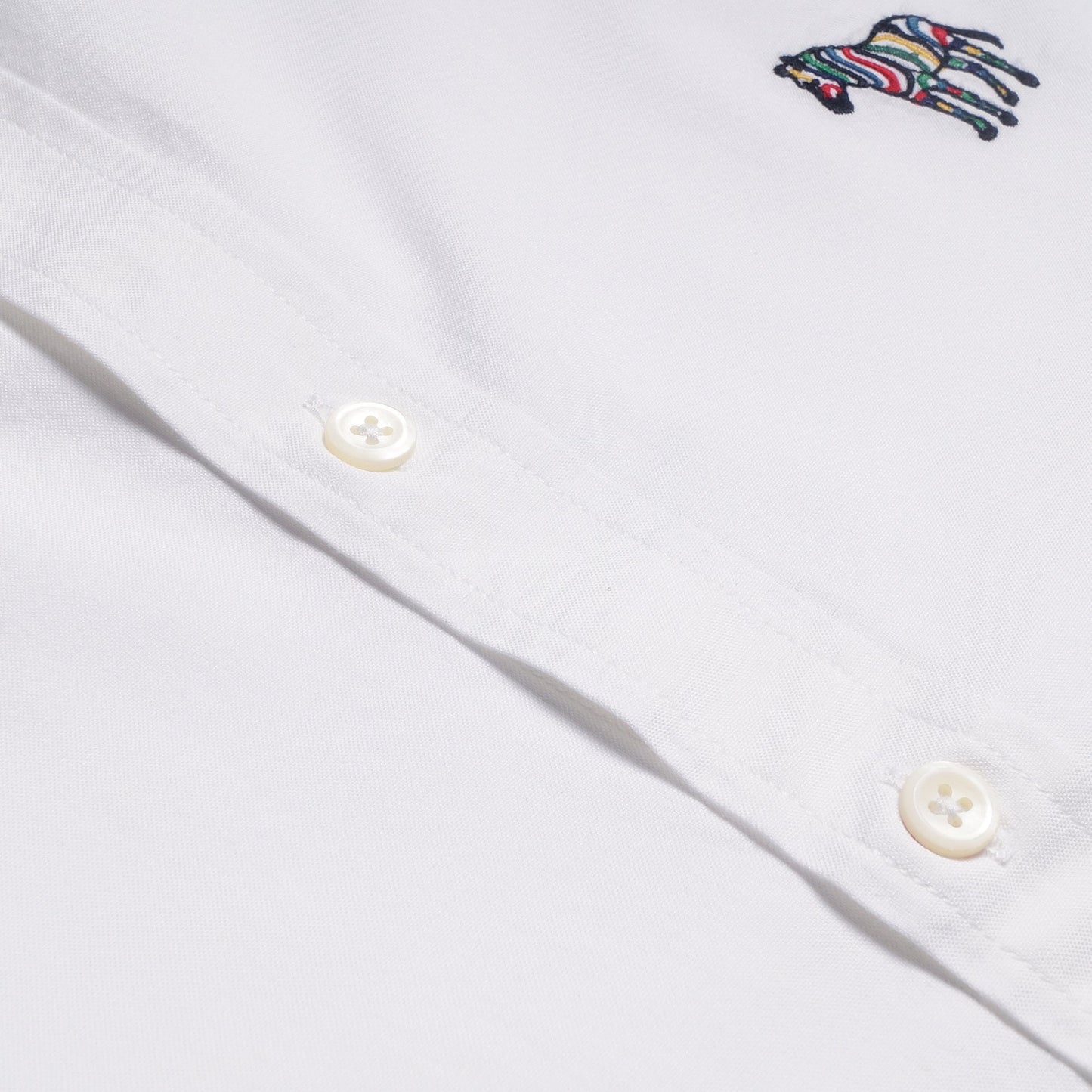 - Organic Cotton Embroidered Zebra Shirt - White