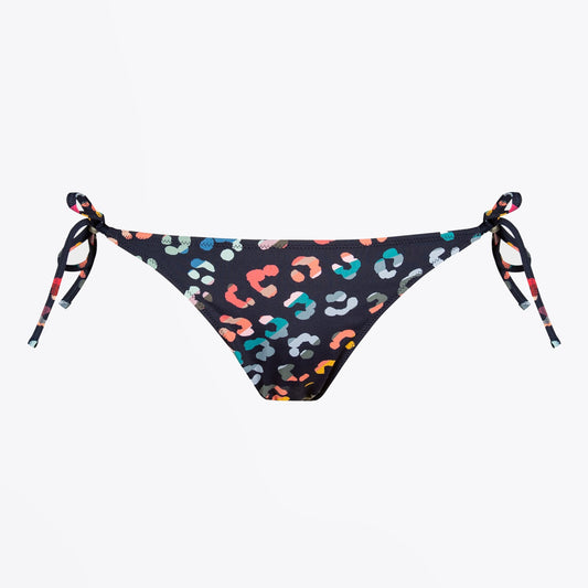 - Tie-Side Bikini Bottoms with 'Swirl Leopard' Print - Navy