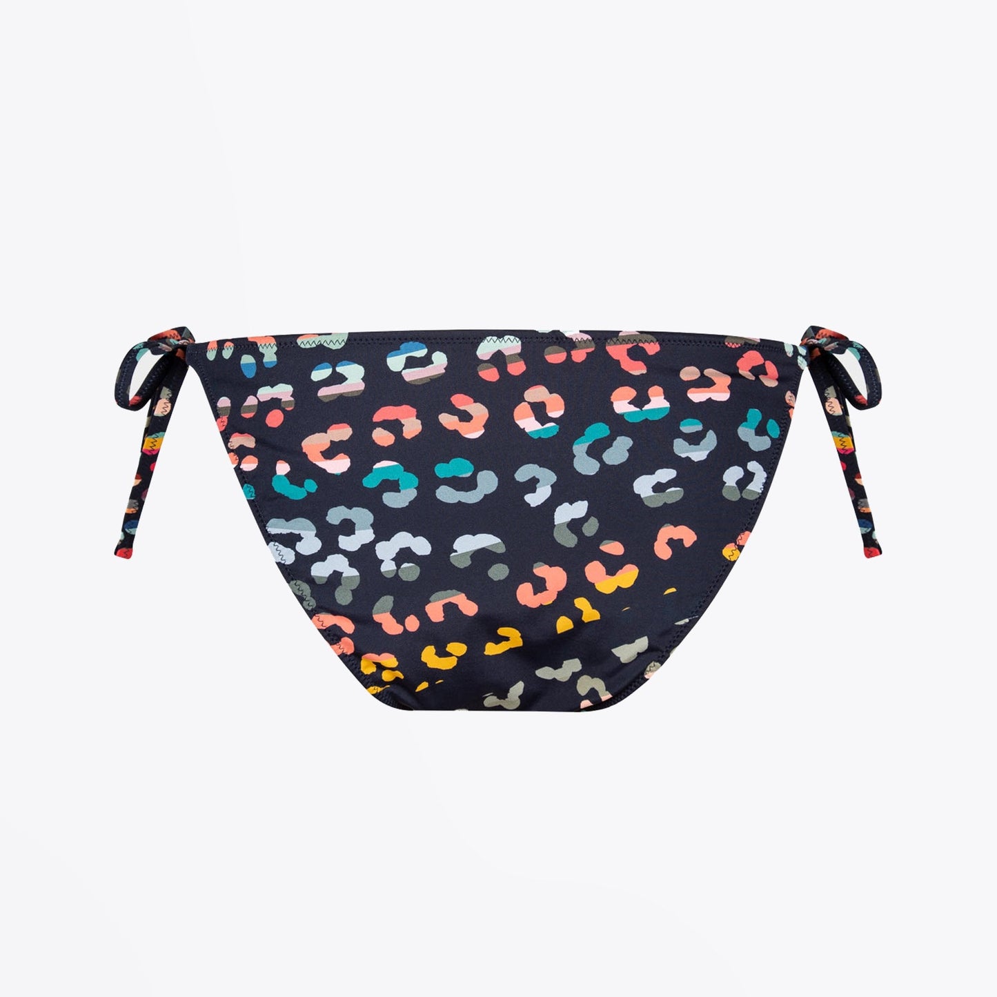 - Tie-Side Bikini Bottoms with 'Swirl Leopard' Print - Navy