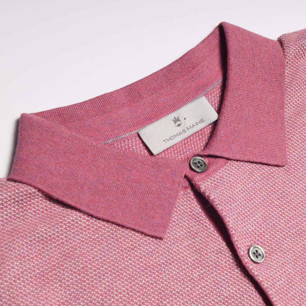 - Cashmere Blend Knitted Polo - Pink