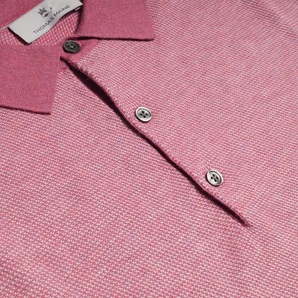 - Cashmere Blend Knitted Polo - Pink