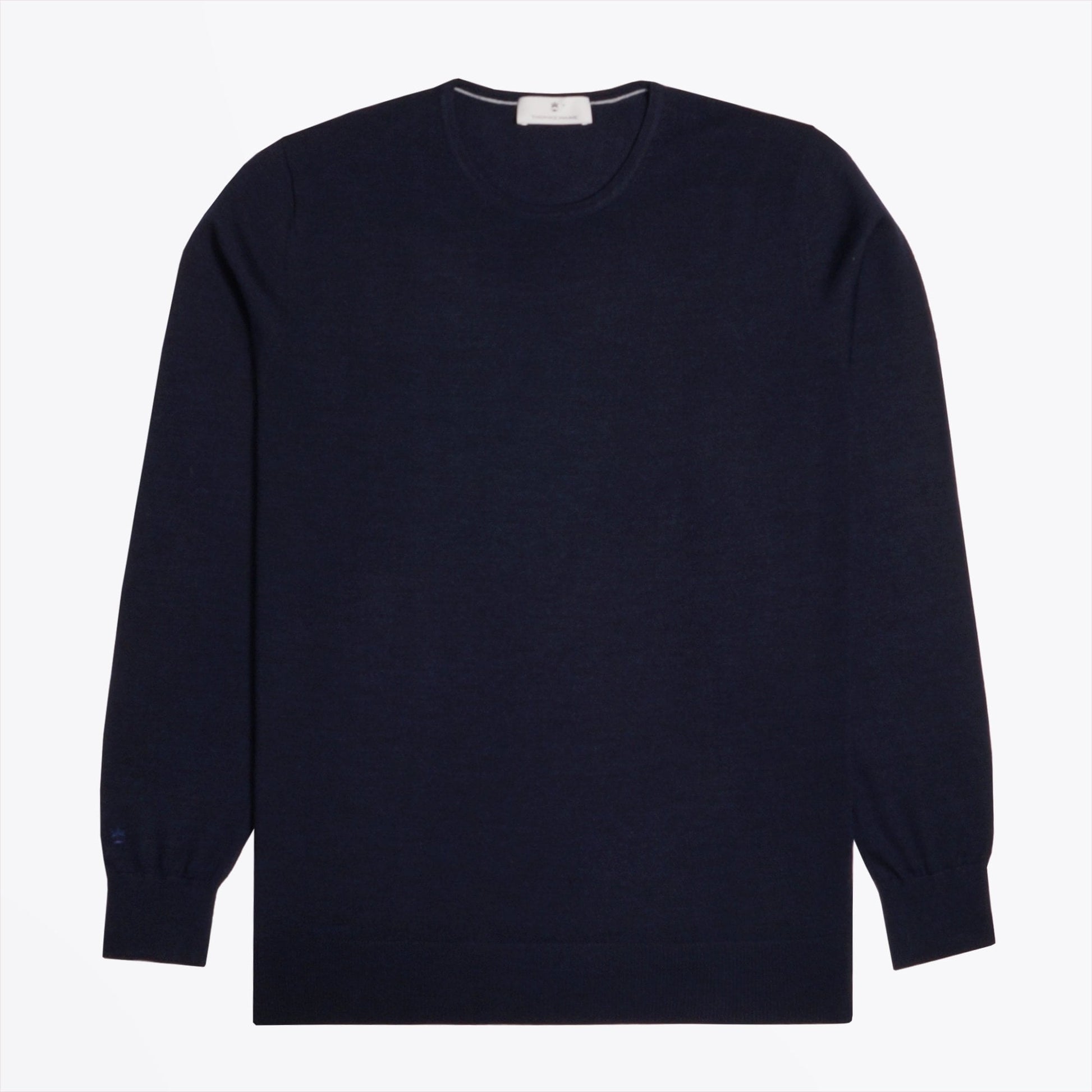 Thomas Merino Crew Neck Knit Sweater - Navy
