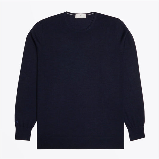 Merino Crew Neck Knit Sweater - Navy