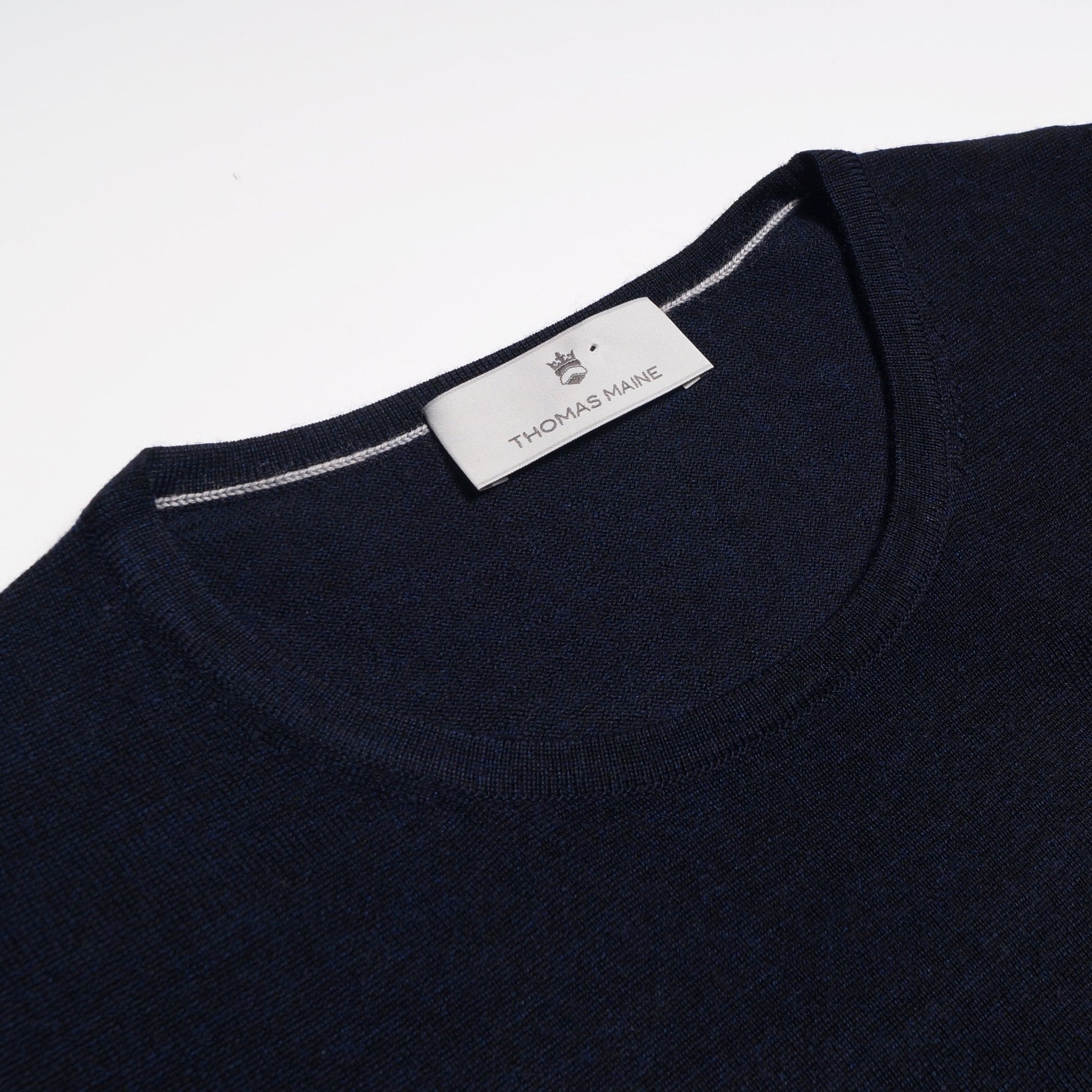 Thomas Merino Crew Neck Knit Sweater - Navy