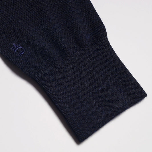 Merino Crew Neck Knit Sweater - Navy