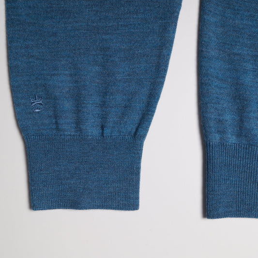 Merino Crew Neck Knit Sweater - Petrol Blue
