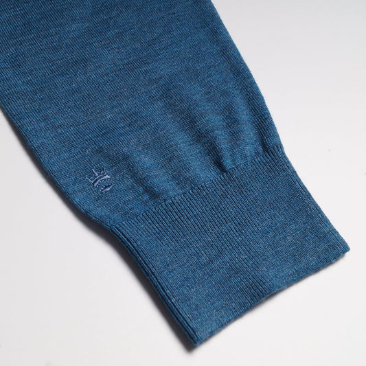 Merino Crew Neck Knit Sweater - Petrol Blue