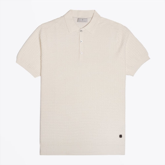 - Cashmere Blend Textured Knit Polo - Cream