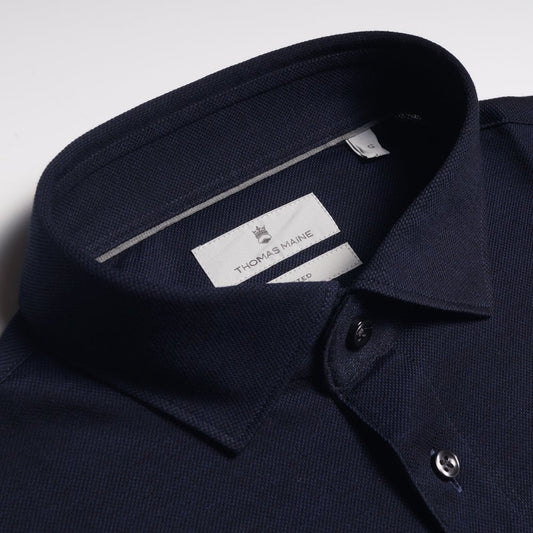 - Cotton Polo Shirt - Navy