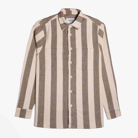 - Stripe Overshirt - Khaki/Off-White