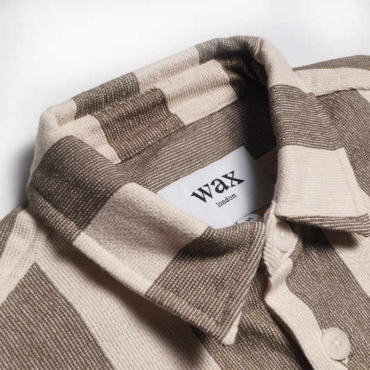 - Stripe Overshirt - Khaki/Off-White