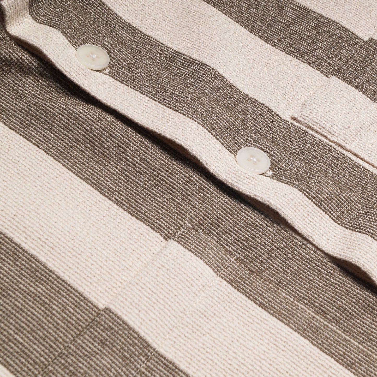 - Stripe Overshirt - Khaki/Off-White