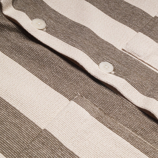 - Stripe Overshirt - Khaki/Off-White