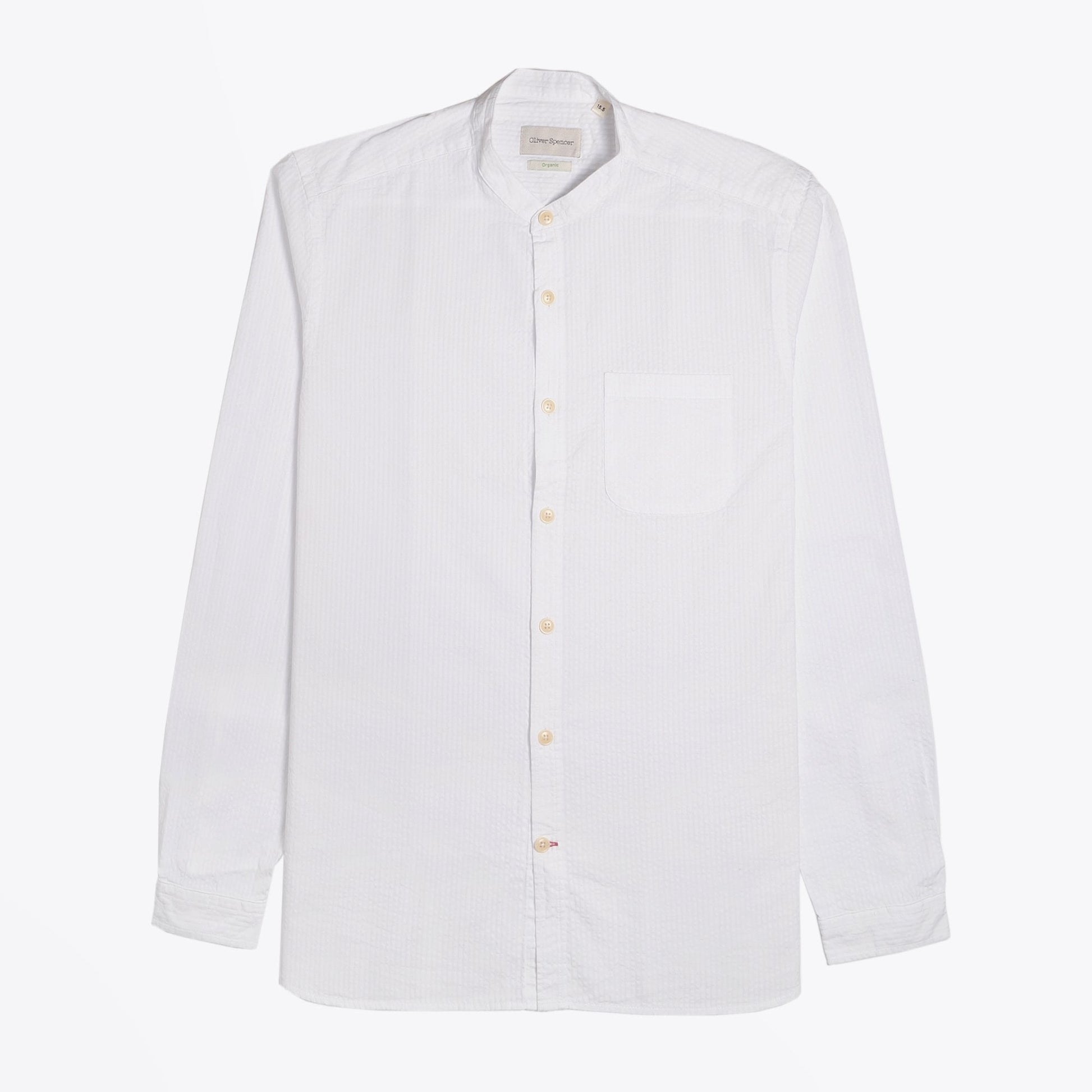 Oliver Grandad - Organic Cotton Seersucker Shirt - White