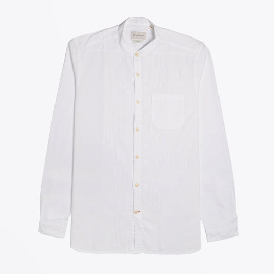 Grandad - Organic Cotton Seersucker Shirt - White