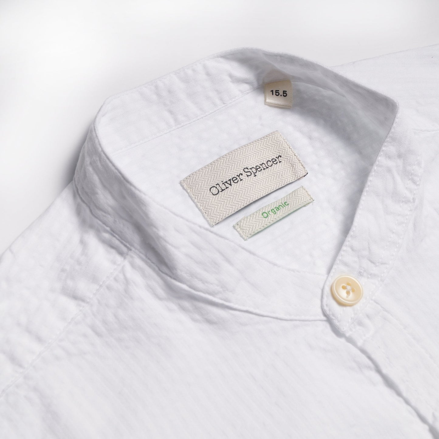 Grandad - Organic Cotton Seersucker Shirt - White