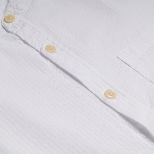 Grandad - Organic Cotton Seersucker Shirt - White